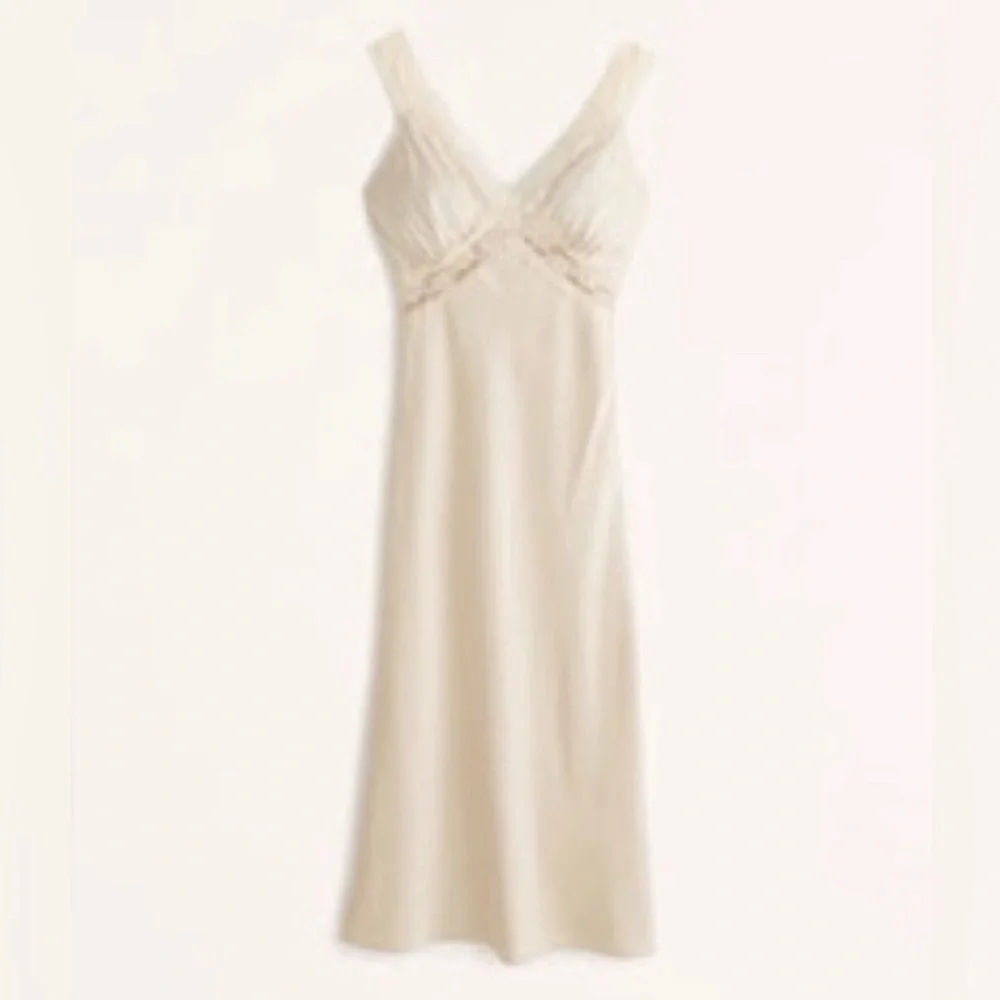 AF Lace Trim Slip Satin Silk Dress - Picture 2 of 2